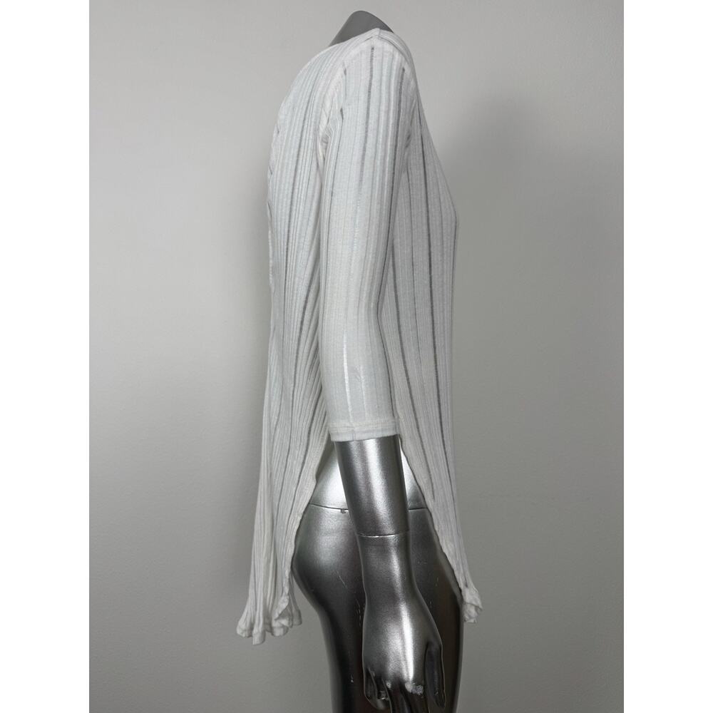 Free People Top Shirt White Sheer Side Slit 3/4 Sleeve We The Free XS - Picture 4 of 13